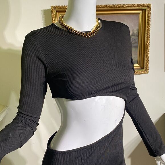 NWOT De Base Black Cutout Bodycon Dress - Picture 8 of 12